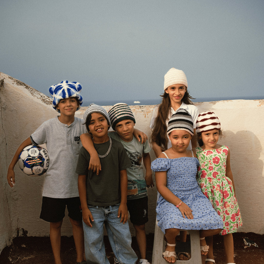 WARDA - BONNET EN CROCHET CHECHA ROSE/BLANC