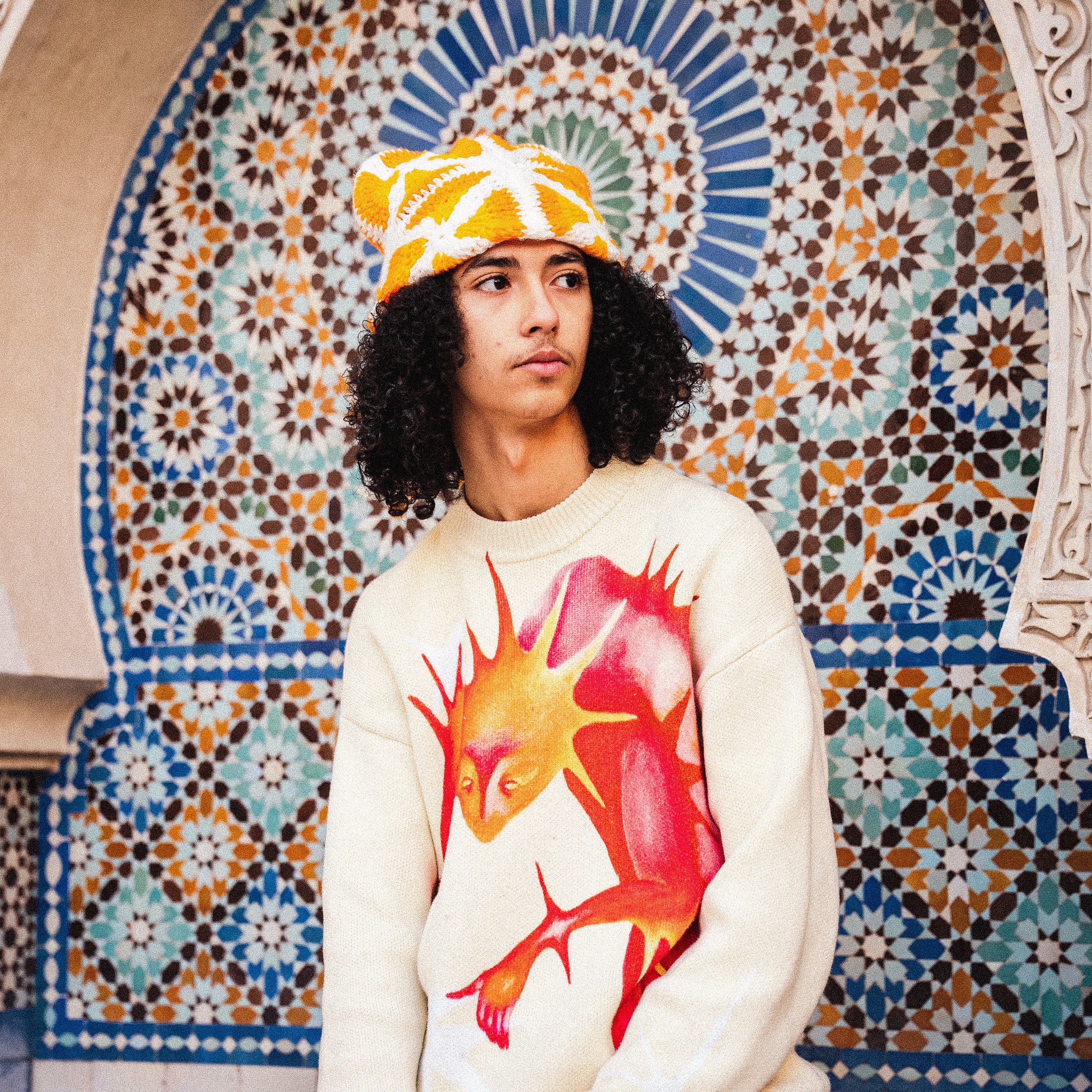 CHEMS - BONNET EN CROCHET ORANGE