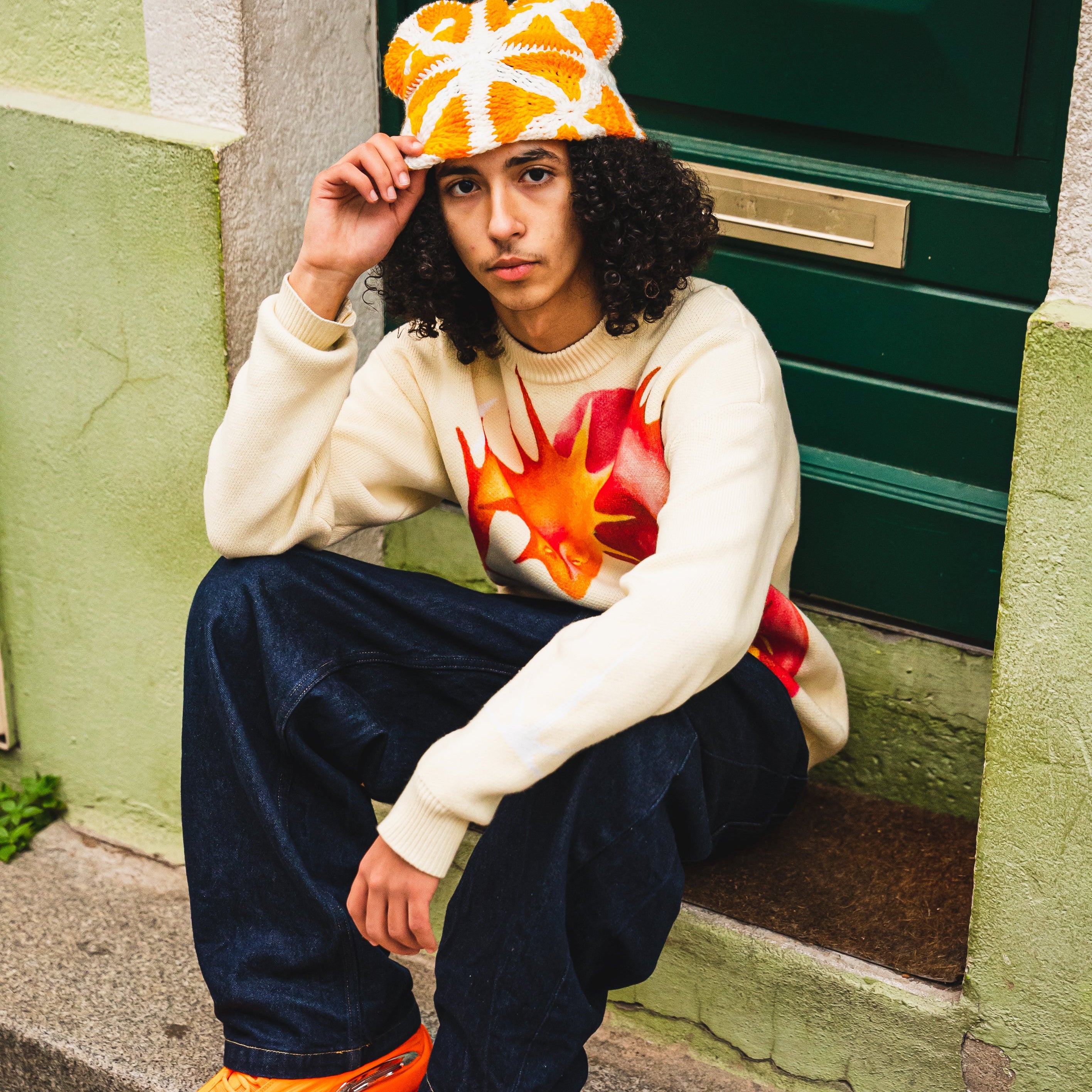 CHEMS - BONNET EN CROCHET ORANGE